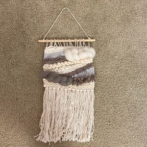 Handcrafted Woven Wall Hanging - Cream and Gray